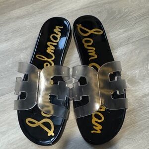 Sam Edelman Black and Gold Women's jelly Slide Sandals